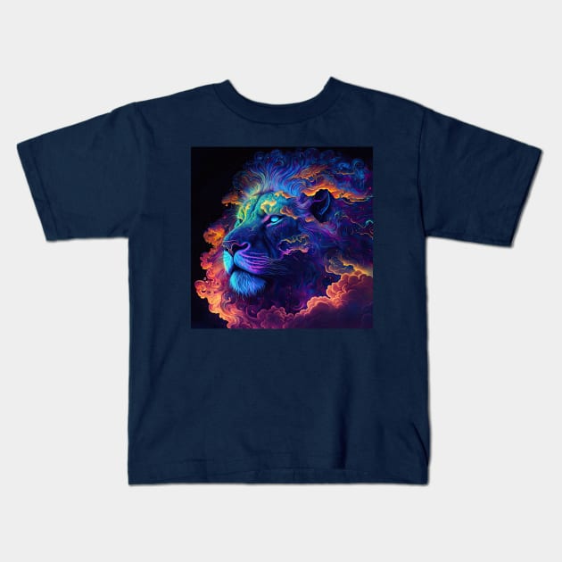 Lion - Cosmic Clouds Series Kids T-Shirt by wumples